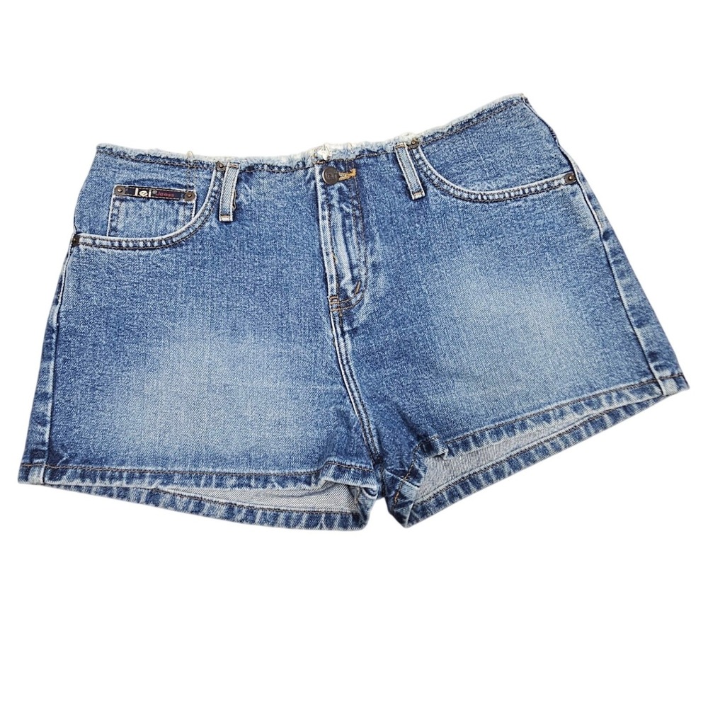 L.E.I. Denim Shorts Juniors 13 Blue Raw Edge Frayed Waist Y2K 90s Vintage Grunge